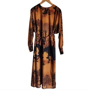 Vintage Seewald Rlegant Black and Brown Patterned‎ Dress Sz 46 - 14